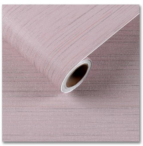 CRE8TIVE Light Pink Grasscloth Wallpaper 30cm x 900cm Linen Texture Contact Paper Self Adhesive Vintage Sticky Back Plastic Roll Wallpaper for Bedroom Vinyl Wrap for Bathroom Cabinet Countertop Stairs