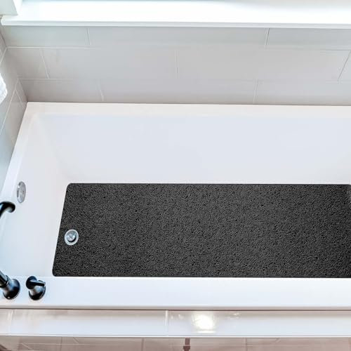 COSYLAND Duschmatte rutschfest 40 × 100cm - Duscheinlage rutschfest mit Ablauf - Weiche PVC-Luffa Antirutschmatte Badewanne - Schnell Trocknende Badematten - Schwarz