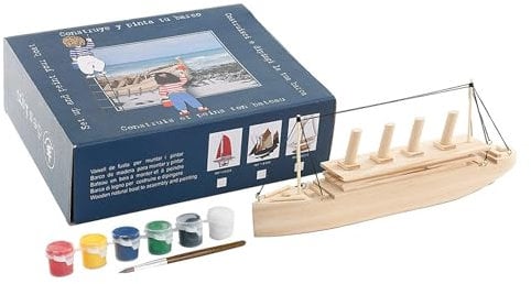 El Mercader del Mar Kit Titanic para niños, montaje de barco Titanic, manualidades niños, maqueta para montar facil, barco para pintar, incluye pinturas