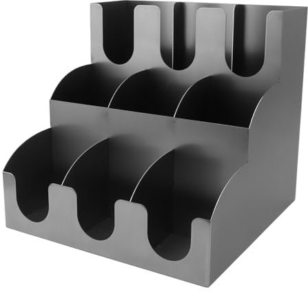 Focket Dispenser per Tazze da caffè Verticale, Organizer per Tazze di Zucchero, Dispenser per Tazze Commerciale in Acciaio Inossidabile con 9 Scomparti, Organizer per Condimenti per caffè