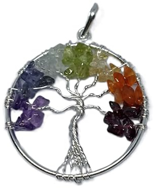 FLOWERS AND FLOW Collier avec pendentif arbre de vie (7 chakras)
