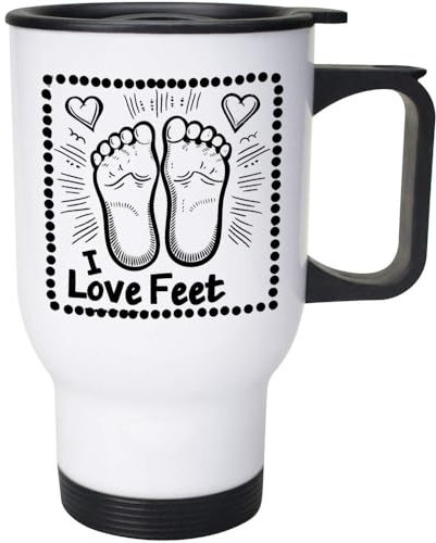 Azeeda 400ml 'I Love Feet with Hearts' Reusable Coffee/Travel Mug (MG00077350)