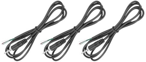 sourcing map 3pcs 3.5mm Male Jack to Bare Wire Open End Replacement TRS 4 Pole Stereo 1/8 Audio Cable Plug Jack for Earphone Headphone Cable Repair, 1m