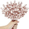 Kunjocy 12 Stück Schneebedeckte Glitzer-Beeren Stiele, mattierte Weihnachtsbeeren, Dekorationen, künstliche Weihnachtsbeeren, Picks für Weihnachtskranz, Girlande, Weihnachtsbaumschmuck (Roségold)
