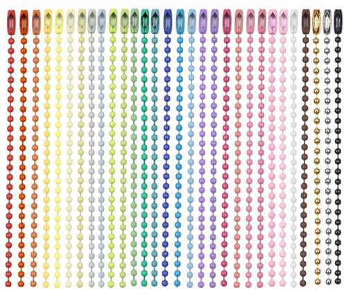 TOAOB 200 Stück 10cm Kugelkette Bunte Edelstahl Set 2,4 mm Durchmesser Edelstahlkette Meterware Perlen Rollenkette mit Kugel Ketten Verbinder Für DIY Schmuckherstellung Armbänder Schlüsselanhänger