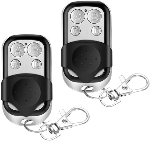 2Pcs Télécommande Universelle Portail Garage 433 Mhz, Telecommande Porte de Garage à 4 Boutons, Duplicateur Porte de Garage Telecommande, Clonage pour Porte Électrique avec Couvercle Coulissant
