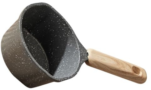 MOLUCKFU Topf non stick pan antihaft pfanne kochgeschier Pfännchen pfannenschaufel Wok mit Eisensoße Öl in den Wok gießen Indoor-Kit kleine Pfanne mit Griff Ölwanne gießen hölzern Black