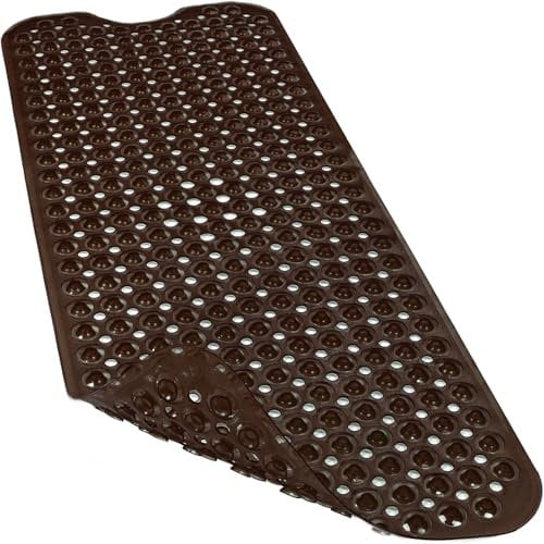Linoows 40 x 16 Extra Large Bath Shower Mats Non Slip Soft with Suction Cups and Drain Holes Bathroom Floor and Keep Tubs Clean Machine Washable Transparent