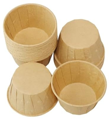 We Can Source It Ltd - 2oz Kraft Brown Paper Souffle Pots - Disposable Waxed Paper Portion Pots for Ketchups, Sauces, Dips - Pack of 250