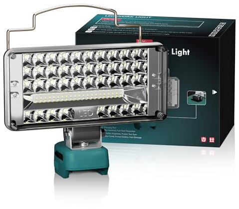 Battery Work Light Suitable for Makita 18 V Battery Emergency Lighting USB & Type C Charging Port 2 Lighting Modes Camping Light Emergency Lighting [Batteries Not Included]