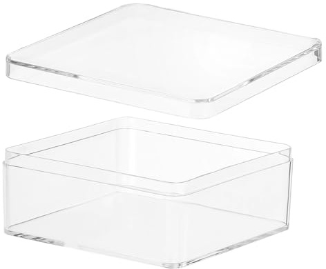PATIKIL Acrylic Box with Lid 3.35x3.35x1.38 8.5x8.5x3.5cm | Clear Acrylic Display Boxes,Plastic Square Cube ,Containers Storage Organizer for Candy Tiny Jewelry Artwork Display