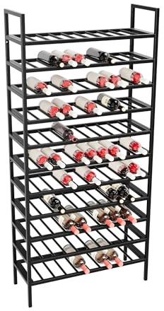 MetaloPro Casier à vin en métal - Étagère à bouteilles pour 110 bouteilles de vin - Design robuste - Support à vin pour cuisine, cave ou bar - Noir - 170 x 30 x 80 cm