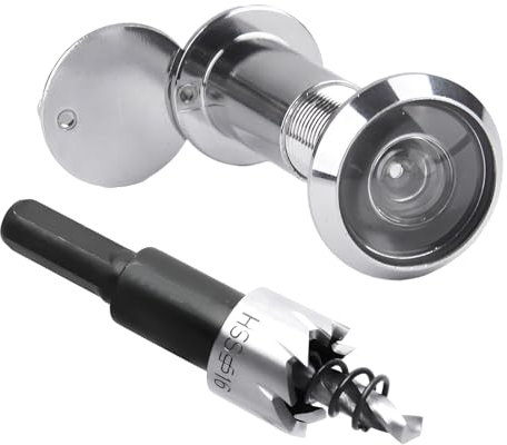 XIAQICA Spioncino per Porta 200° Lente Super Angle, Lega di zinco Spioncino Porta Blindata - Perforazione Ø16mm, Occhiello Porta per Porte con Uno Spessore di 35-60 mm (Argento)