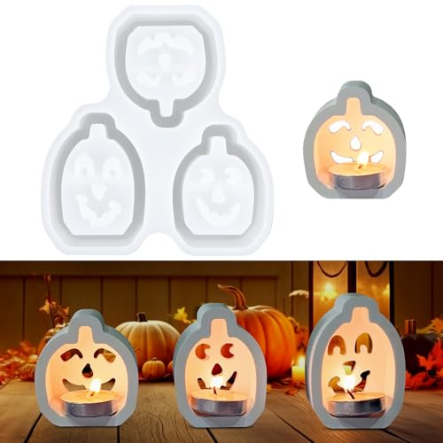 Stampi in silicone a forma di zucca, 3 stampi in silicone per candele, per l'autunno, per Halloween, fai da te, autunno, giorno del Ringraziamento, regalo