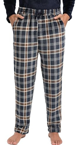 Yukiuiny Pantalon Polaire Homme Velours Thermique Hiver Chaud Pyjama Vêtements d'Intérieur Plaid Carreaux Vêtements Noël de Nuit Grande Taille Douce Confortable M-3XL