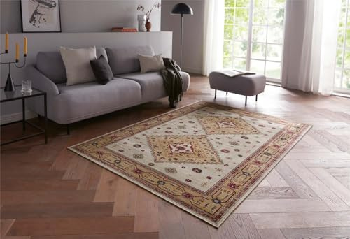 Taracarpet Moderner Kurzflor Orientteppich Royal Premium Teppich Viskose mit zeitlosem Muster ideal für Wohnzimmer, Schlafzimmer und Esszimmer beige 200x300 cm