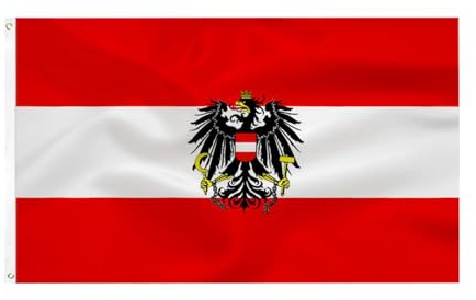 Österreichische Flagge Mit Adler 90x150cm,Österreich Fahne,Österreich Flagge,Österreich Deko,Österreichisches Wappenbanner,Öse In Jeder Ecke,Polyester Leuchtenden Farben Mit Messing-Ösen Austrian Flag