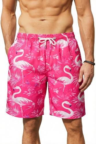Enlision Short de Bain Homme Plage Séchage Rapide Maillot de Bain Homme Piscine Hawaïen Imprimé Shorts et Bermudas Été Léger Surf Natation Vacances Pantalon Court avec Doublure en Filet S-3XL