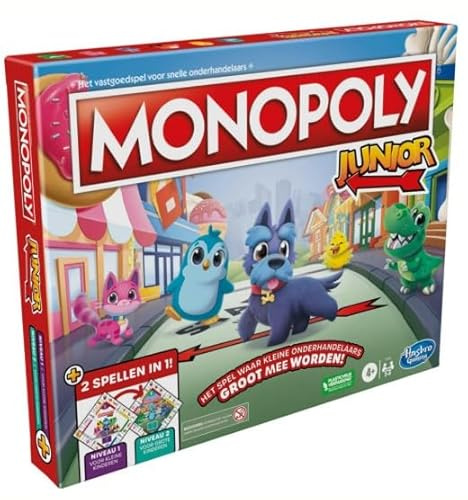 Monopoly Junior Brettspiel (Ausgabe 2026) | 2 Spiele in 1 für jüngere Kinder, 2-seitiges Brett | Alter 4+ | 2-4 Spieler | 20 Minuten | Geschenke für Kleinkinder - Englische Version