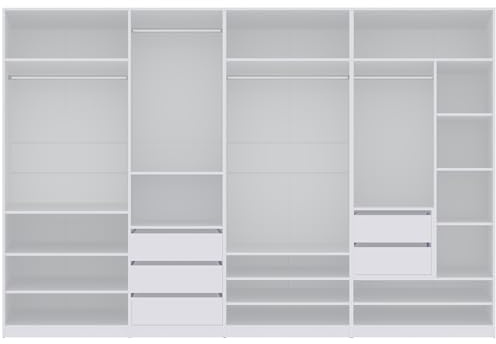 Marmex Meble Garderoben-Set TRES Z/B Offener Kleiderschrank mit 4 Kleiderstangen und 5 Schubladen