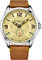 Stuhrling Original Aviator Herrenuhr - Strukturierte analoge Zifferblattuhr in Schwarz, Zifferblatt in Sekundenschnelle, lässiges genähtes Lederband, 3934 Mens Watches Collection (Beige)