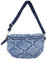 OBC Made in Italy Damen Brusttasche Jeans Leder Tasche Bauchtasche Hüfttasche Schultertasche Bodybag Umhängetasche Crossbody Handytasche Crossbag Gürteltasche Blau S (Jeansstoff)
