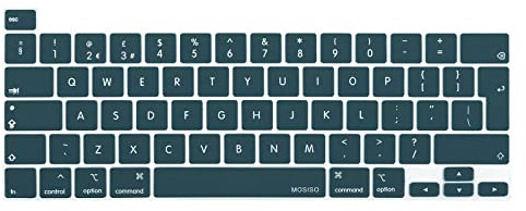 MOSISO Cubierta Teclado Compatible con MacBook Pro 13 Pulgadas 2024-2020 M2 M1 A2338 A2289 A2251, Compatible con MacBook Pro 16 2020 2019 A2141 Touch ID, Piel Protectora de Silicona,Trullo Profundo