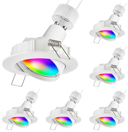 ledscom.de 6 Stück LED Decken-Einbaustrahler CIRC schwenkbar weiß inkl. Smart Home RGBW GU10 LED Lampe, 5,41W, 473lm