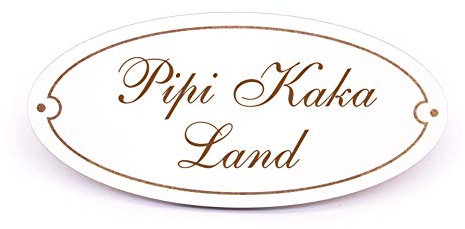 Pipi Kaka Land Schild Türschild Oval graviert - selbstklebend WC Toilette Dekoschild 15x7cm | Dekolando