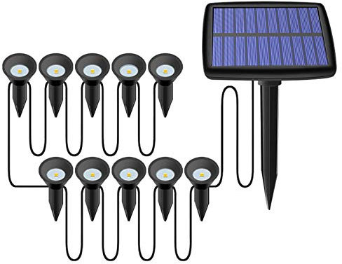 Ruiqas Solar Pathway Ground Lights 10 LED Solar String Ground Inground Lights for Garden Lawn Walkway Driveway