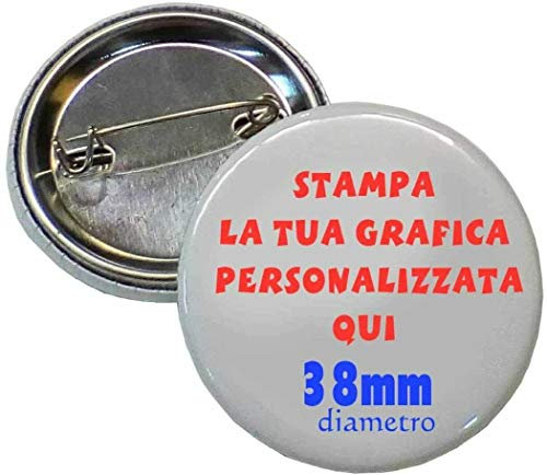 magicostore 15 SPILLE DA 38mm SPILLA SPILLETTE PINS PERSONALIZZATE CON IL TUO LOGO - GRAFICA