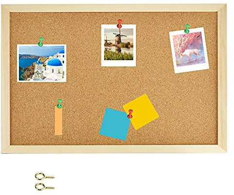 SPEACOUR Pinnwand Korktafel Korkwand Pinnwand aus Kork Gerahmte Pinnwand Notizbrett aus Kork Quadratische Pinnwand mit 2 Push-Pins und 2 Nägel für Zuhause, Büro und Schule (15,7 x 11,8 Zoll)