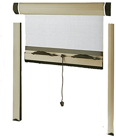 MOSCHITELLA Mosquitera enrollable con kit de bricolaje, fácil de instalar, con control de resorte, segura y funcional, tamaño L 60 x 180 cm