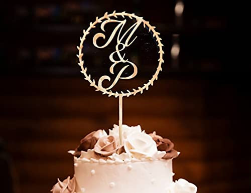 Cake Topper Hochzeit Monogram Personalisierte Holz Hochzeitstorte mit Initialen Topper Namen Jubiläum Kuchen Dekoration Party Dekoration Topper Wedding CakeTopper Custom