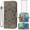 Asuwish Funda para Huawei Mate 20 Pro con Cristal Templado Protector Pantalla Vidrio Pelicula Protectora Libro Cuero Piel Tarjetero Soporte Hawaii Mate20 20Pro LYA-L29 Tapa Carcasa Capa Case Gris