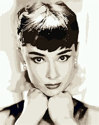 YEESAM ART DIY Ölgemälde Malen nach Zahlen Erwachsene Kinder, Audrey Hepburn Zahlenmalerei ab 5 Öl Wandkunst (Hahn, ohne Rahmen)