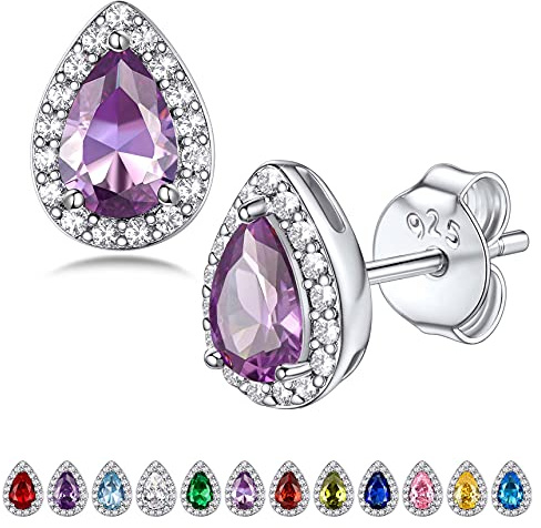 Bestyle Ohrstecker Silber 925 Birne Ohrringe für Damen, Schlafen AAA Zirkonia Ohrstecker, Geburtsstein Alexandrit Schmuck Kristall Geschenk