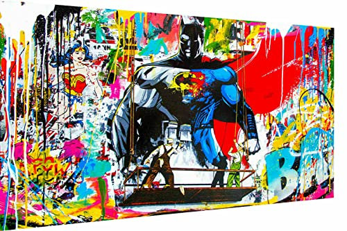 Magic Canvas Art Pop Art Batman Hero Held Leinwandbild 1- teilig Hochwertiger Kunstdruck Wandbilder – B8172, Größe: 90 x 60 cm