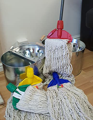 Kentucky Mop Head [2pk] with Clips 425gm Twine Cotton Jumbo Large Thick Absorbent Yarn for Everyday Commercial Heads for Heavy Duty Industrial Takeaway