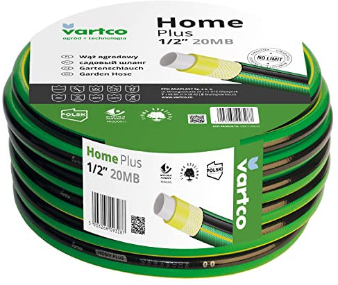 Vartco Home Plus 4-lagiger Wasserschlauch Anti Twist Gartenschlauch Schlauch Gartenbewässerung Flexibel Flexischlauch Polyester-Kreuzgeflecht UV-beständig 27 Bar (1/2 20m)