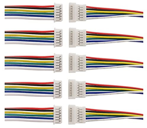 Demasiado 10/5Pairs Pitch 1.25mm 6 Broches Micro mâle Femelle connecteurs JST 1.2 5mm 6P Branchez Les bornes du connecteur de câble Longueur 15cm (Color : 10Pairs)