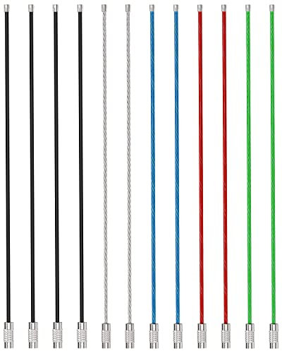 Uniclife 16cm Wire Keychain Cable in 5 Assorted Colors Large Stainless Steel Key Ring Loop Holder for Outdoor Hiking Heavy Duty Connectable Luggage Tag Keeper for Sport and Travel, 12Pack