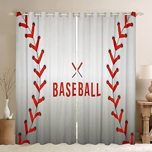 Feelyou Baseball-Sportvorhänge für Schlafzimmer, Wohnzimmer, Kinder
