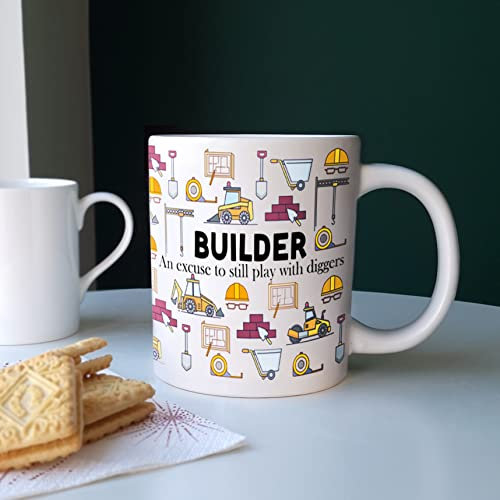 Mug de construction Fun Trades – Grand cadeau blanc pour café/thé