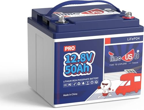Timeusb Batteria al Litio 12V 50Ah LiFePO4,640Wh con Batteria a Ciclo Profondo da 15000,Batteria Ricaricabile Perfetta per RV,Camper,Off-Grid,Sistema Solare,Barca,Trolling Motor