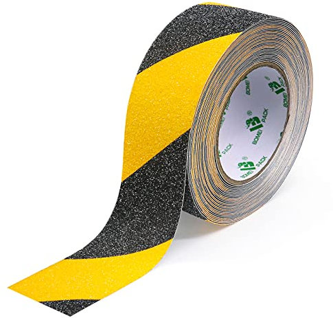 Bande Antidérapante Adhésive pour Escaliers, Ruban Adhésif de Sécurité, Ruban Adhésif Antidérapant Jaune Noir, Rubans d'Avertissement, Marquage de Sécurité (5CMx10M), BOMEI PACK