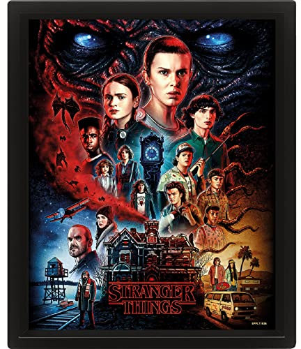 Pyramid International Stranger Things - Póster 3D enmarcado (25 x 20 x 1,3 cm), diseño de Stranger Things