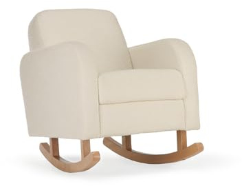 CuddleCo Etta Nursing Chair, Wide Armrests, Boucle, Off-White | Ergonomic Cuddle Chair for New Parents, Deep Cushioning for Ultimate Comfort and Relaxation