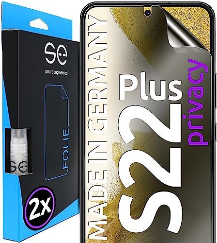 2x se® 3D SCHUTZFOLIE Privacy für Samsung Galaxy S22 Plus,Blickschutz, 100% Fingerabdruck & FaceID kompatibel, einfache blasenfreie Installation, Ultra-Klar, Stoß-Kratzfest, aus Deutschland