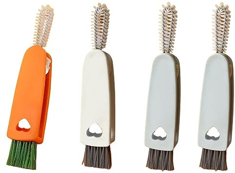 3 Pcs Bottle Cleaning Brush Foldable gap brush 3 in 1 Multifunctional Cute Carrot Slot Cleaner for Nursing Bottle Cup Cover Lid Groove Home Kitchen Washing Tool